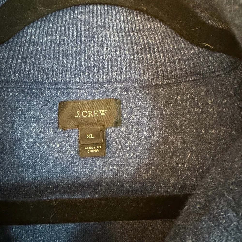 J. Crew Men's 1/4 Zip Sweatshirt in Blue 100% Cotton